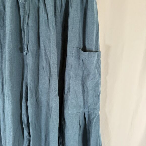 Tarse Pants Women's Medium Green Pull On Drawstring Cargo Pockets Linen - Picture 4 of 12